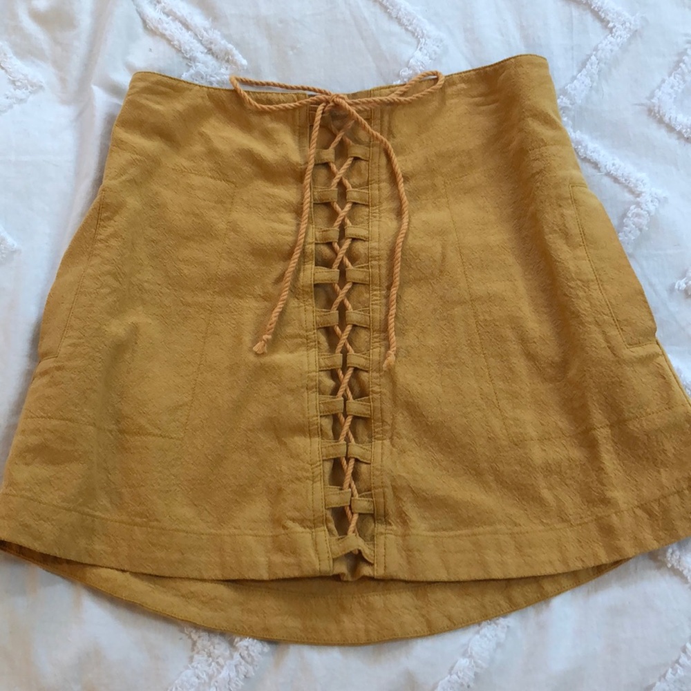 Free People Mustard Mini Skirt